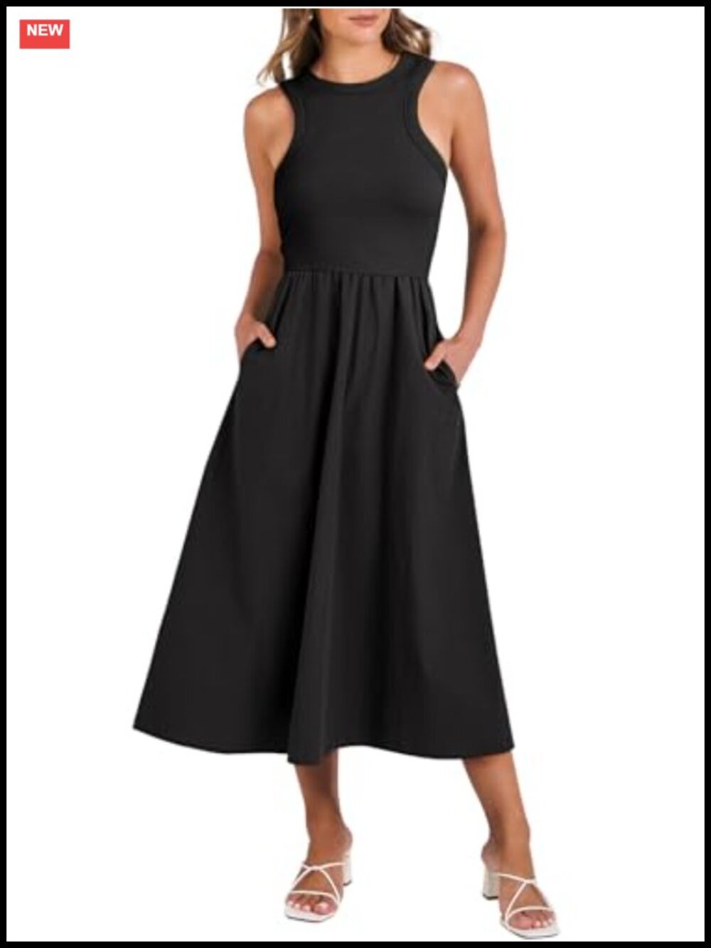 ANRABESS Womens Summer Sleeveless Tiered A-Line Maxi Dress Casual Travel Rayon